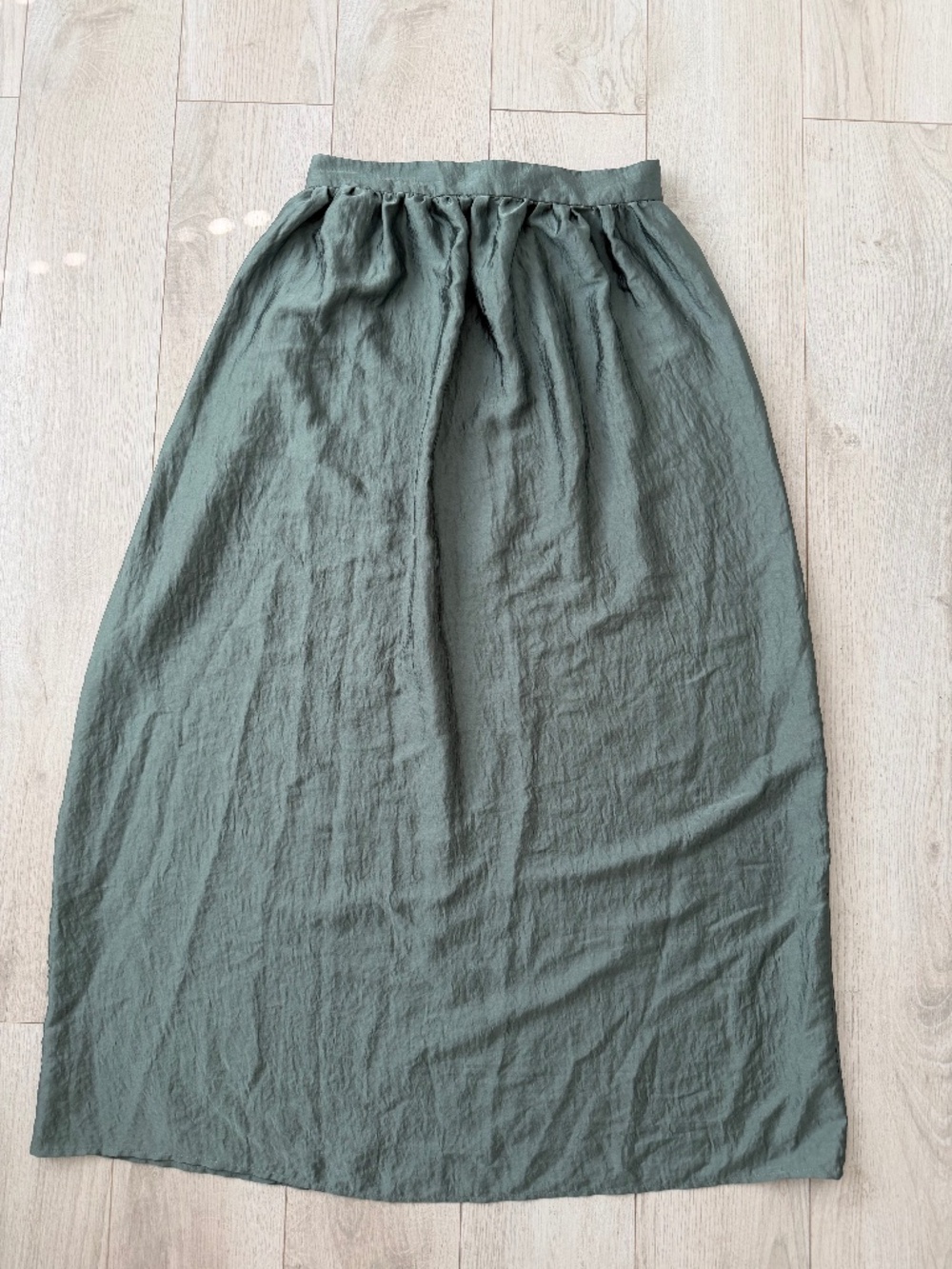 Green Satin Maxi Skirt